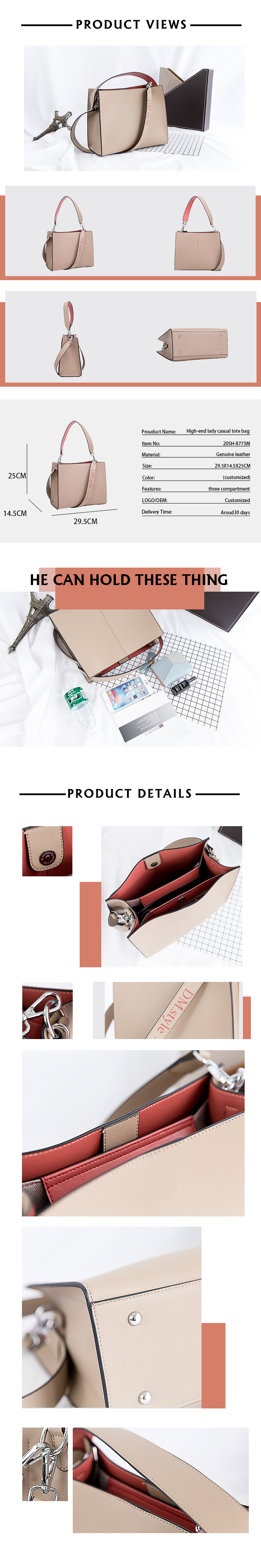 Custom Logo Leather Tote Handbags For Women