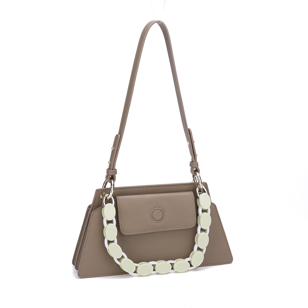 Classic PU handbag with acrylic chain for women