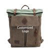 Outdoor Hiking Camping Leather Rucksack Custom Canvas Backpack