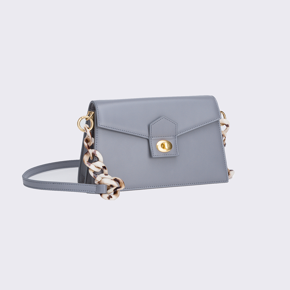 High quality leather handbag with acrylic chain