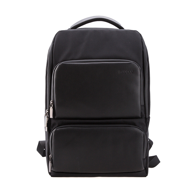 Mens Big Space PU Polyester Black Computer Backpack 