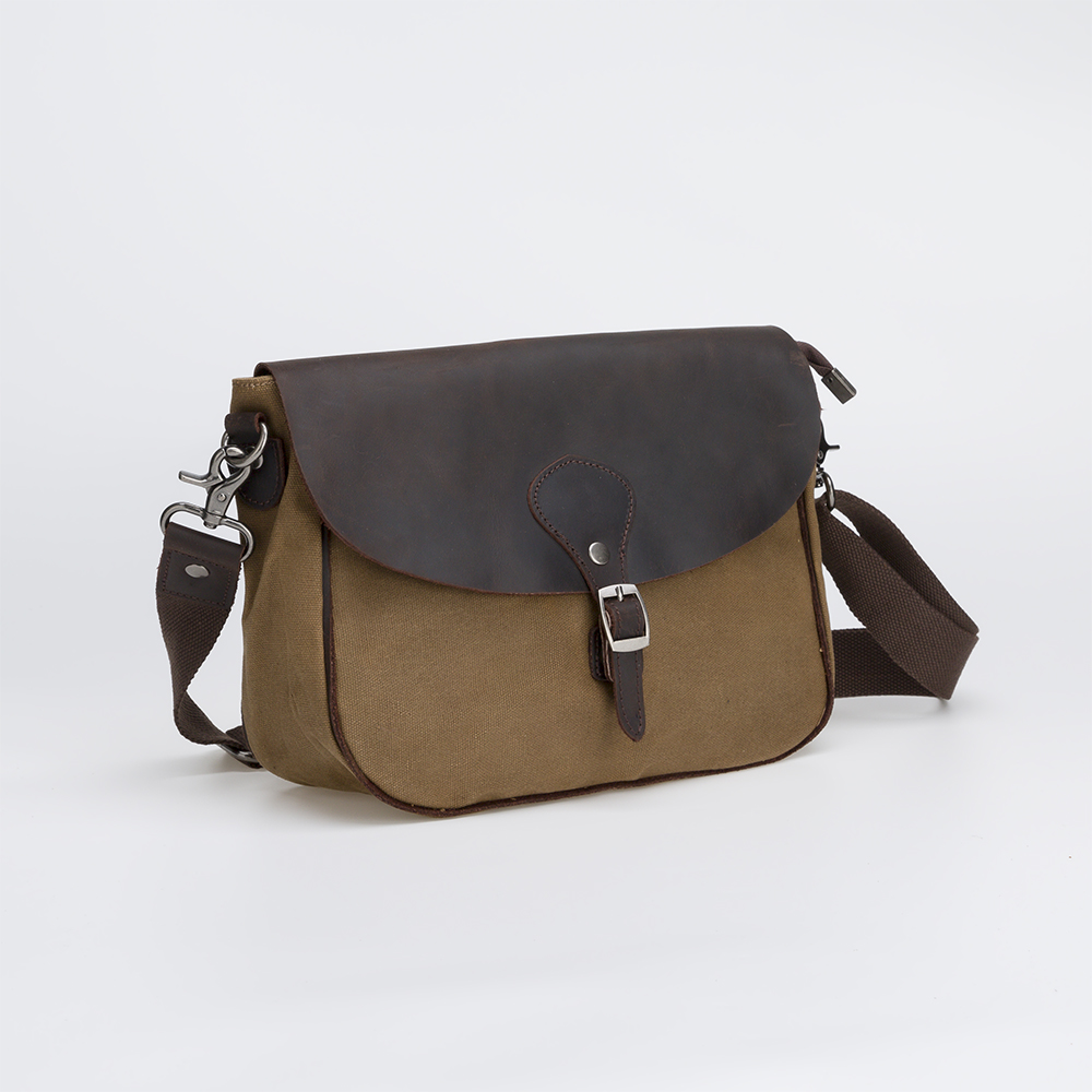 Canvas Genuien Leather Briefcase Messenger Bag For Men
