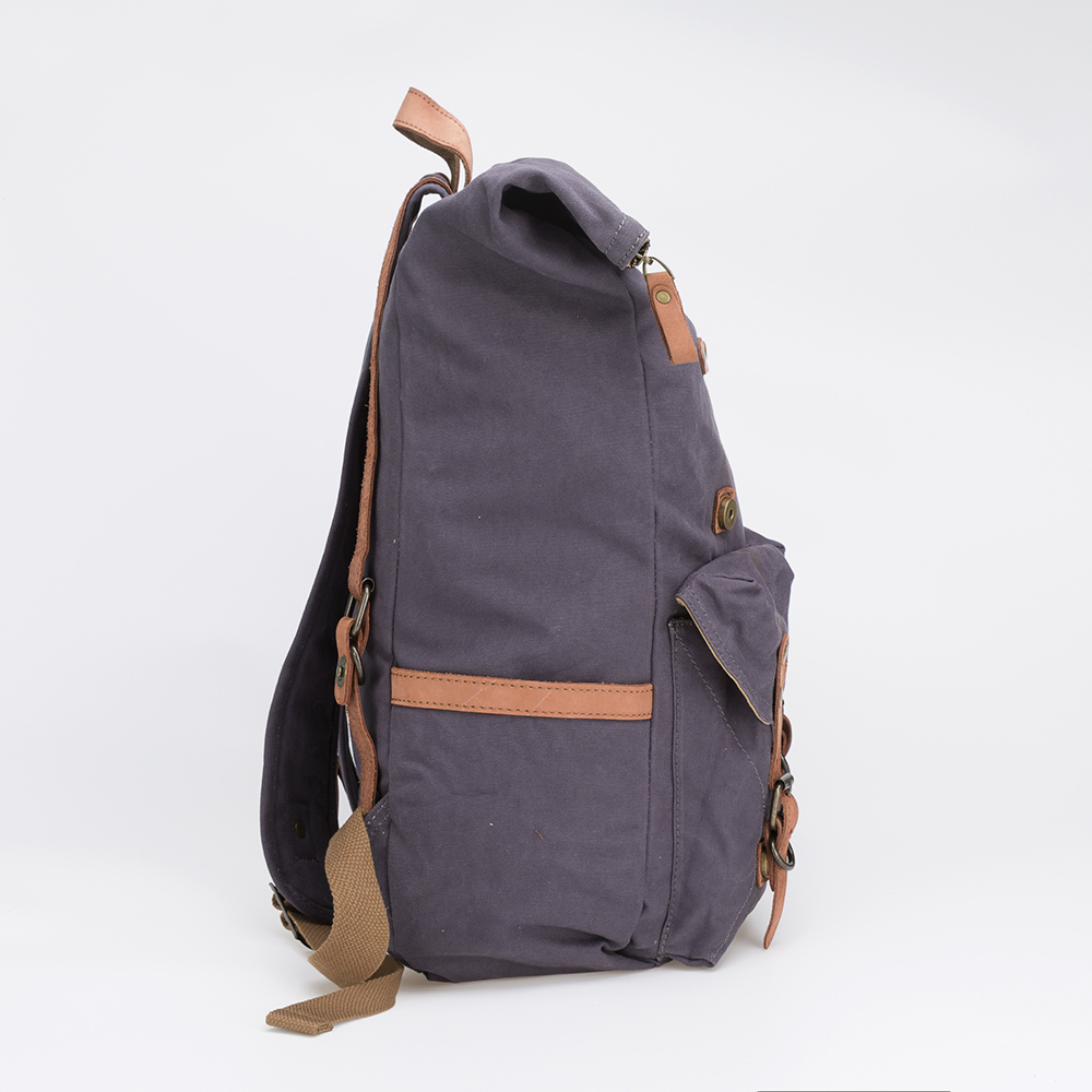 Canvas Genuien Leather Laptop Travel Backpack For Men