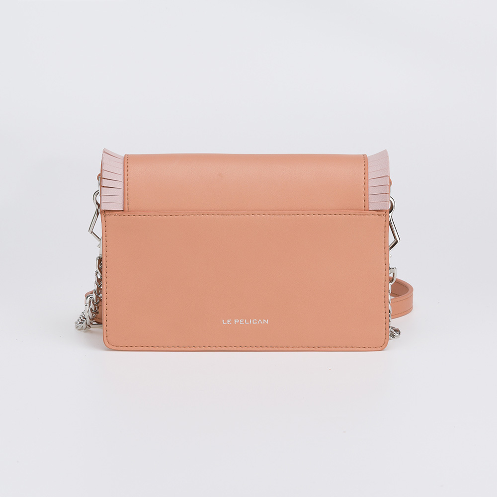 Orange fringe PU handbag with square shape