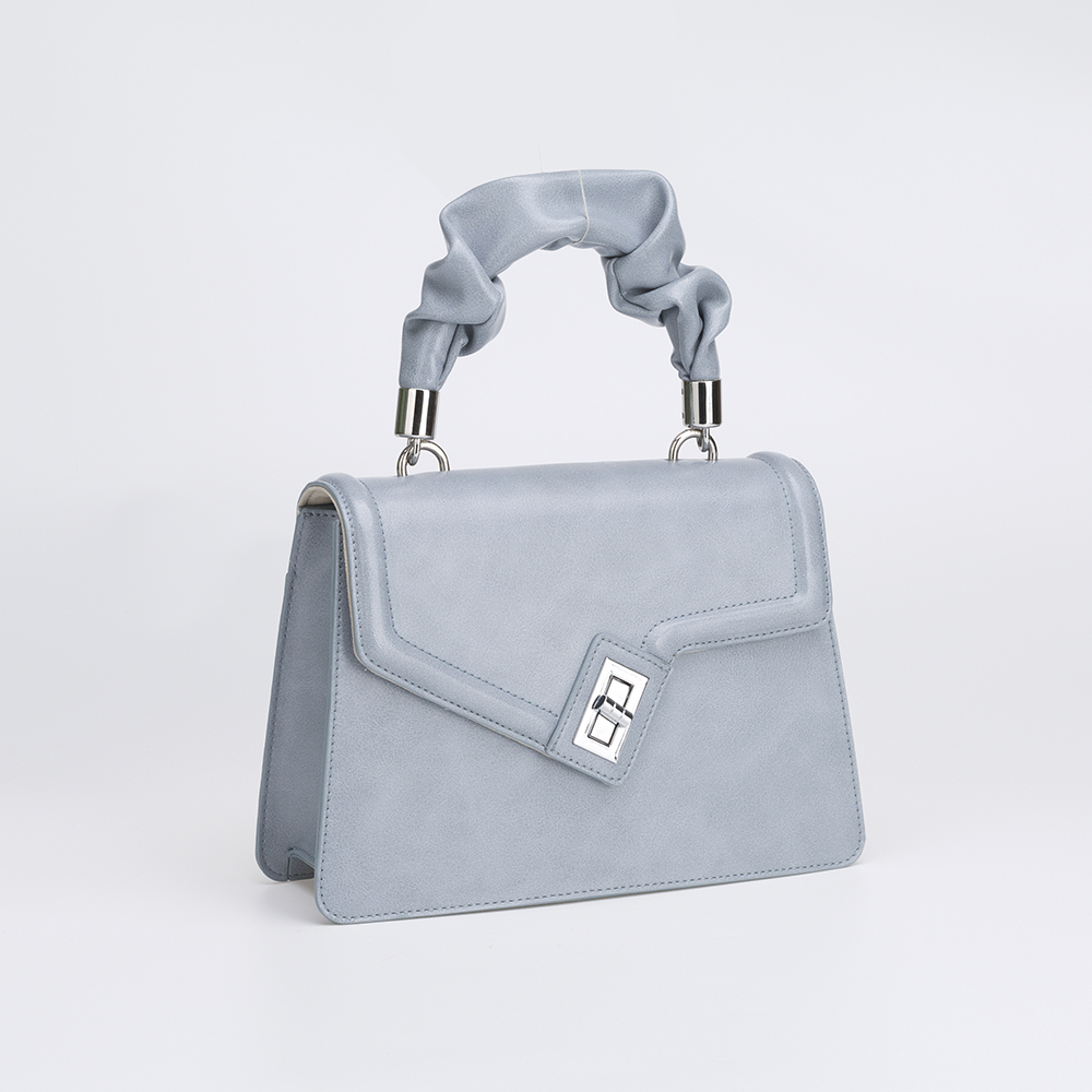 Stylish irregular falp with lock PU handbag 