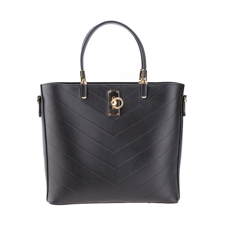 Black Color Designer PU Leather Big Capacity Handbag