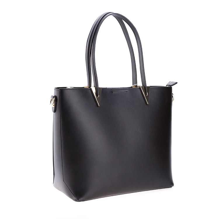 Black Travel PU Tote Handbag for Office Lady